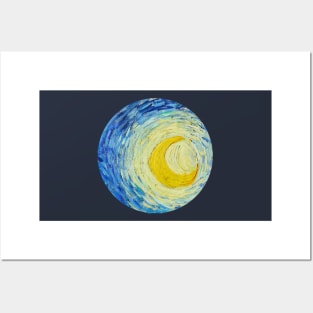 Starry Night Moon Circle Posters and Art